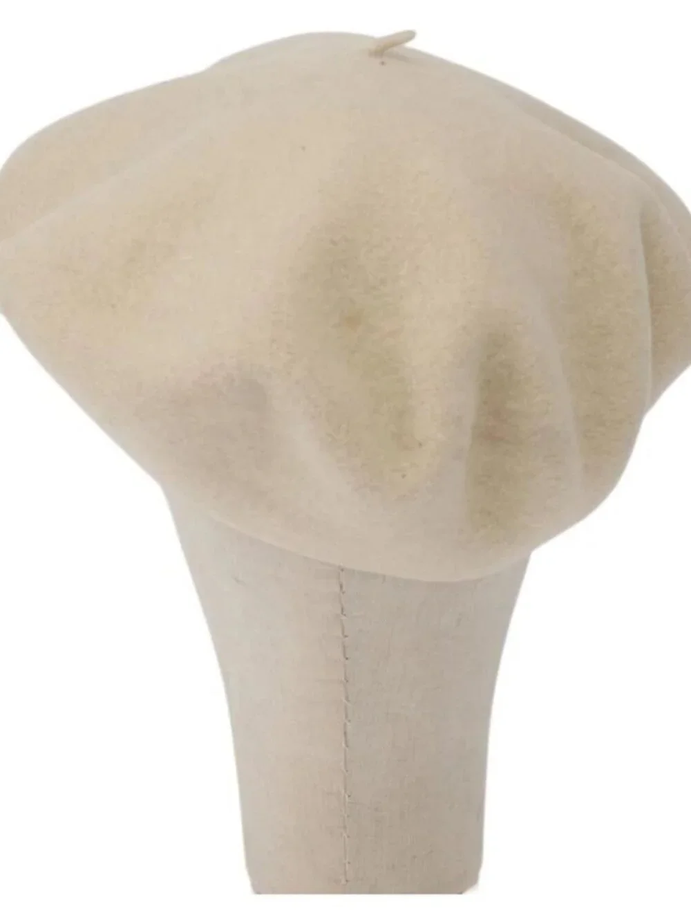 CHANEL Hat Wool Ivory CC Auth 176523A